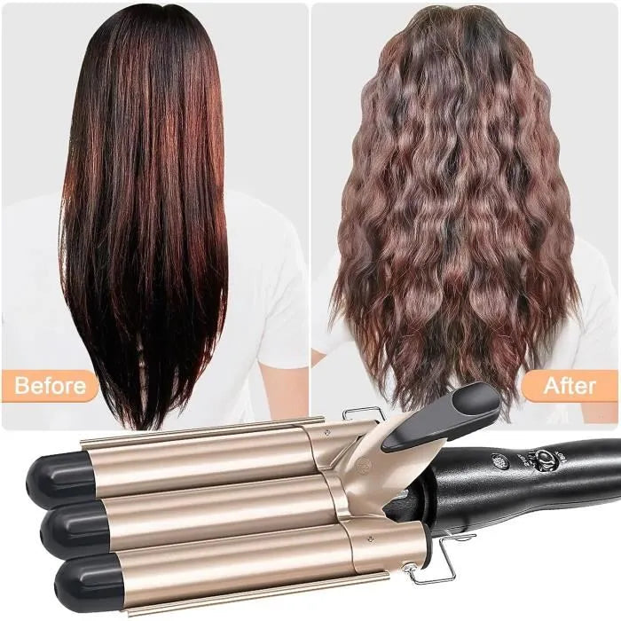 Hair Curler with Three Barrels